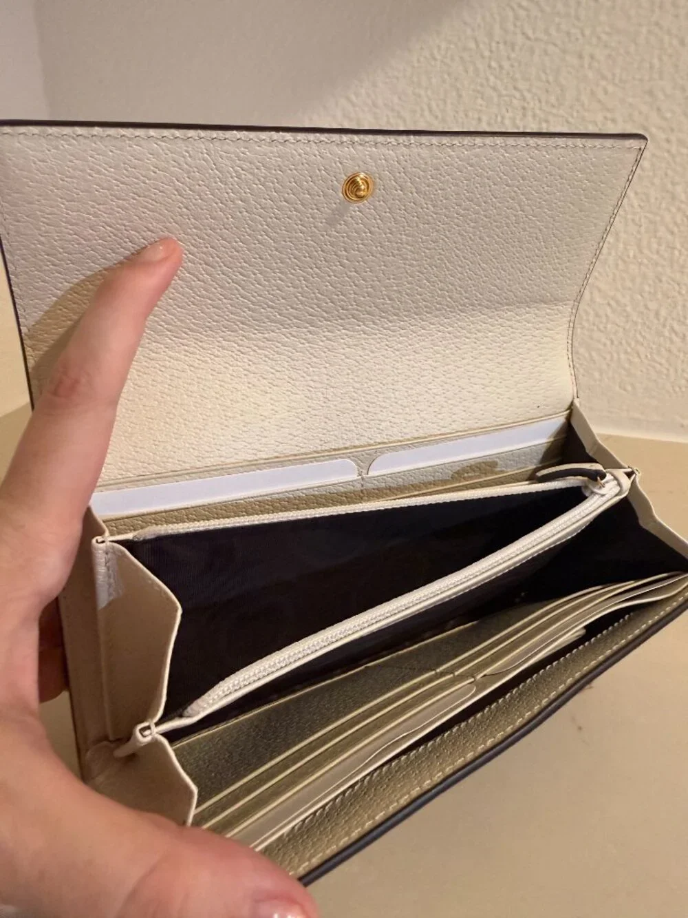 🌸 Gucci Ophidia GG Flora Continental Long Wallet with White Leather Trim